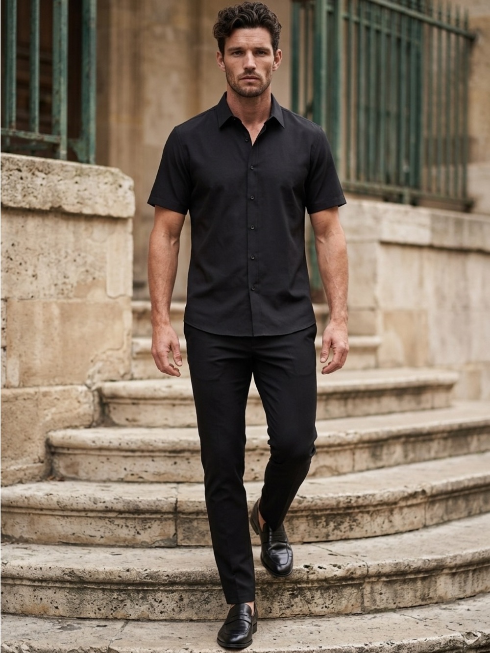 Elliot Pierce Men’s Black Short Sleeve Button‑Down Shirt NWT – XL